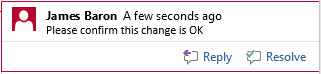 MS Word Comment box options