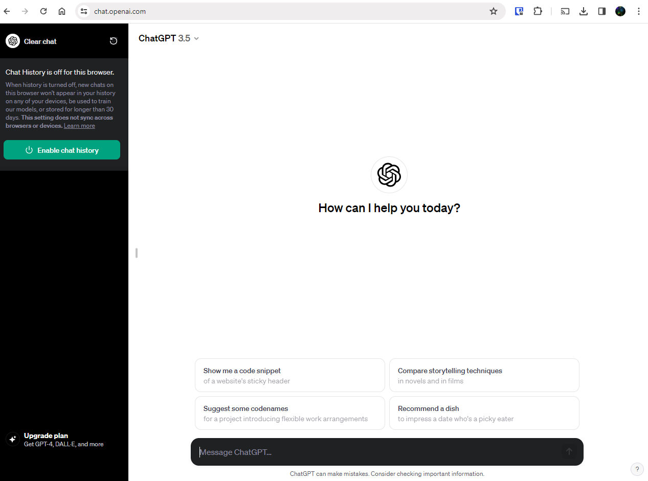ChatGPT screenshot